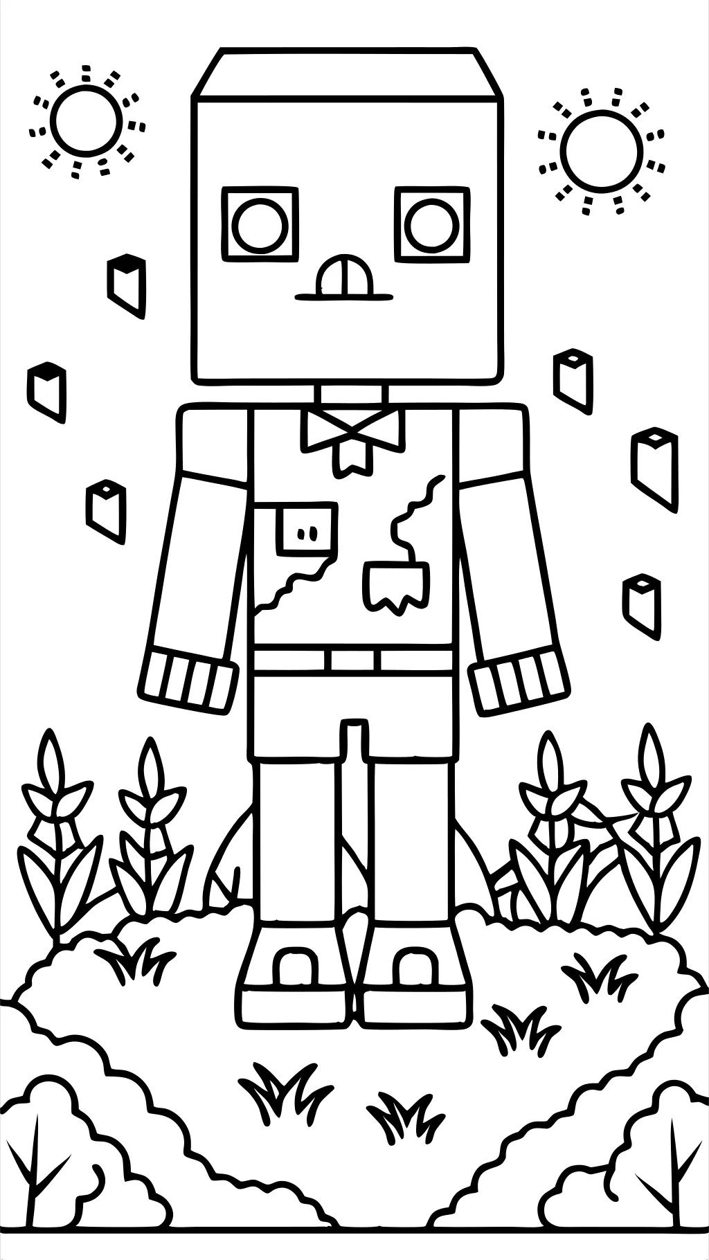 minecraft zombie coloring pages